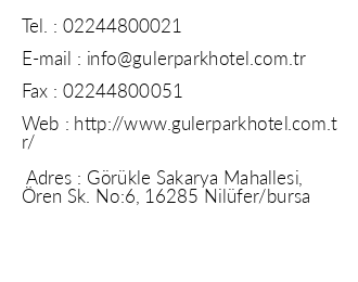 Grkle Gler Park Hotel iletiim bilgileri